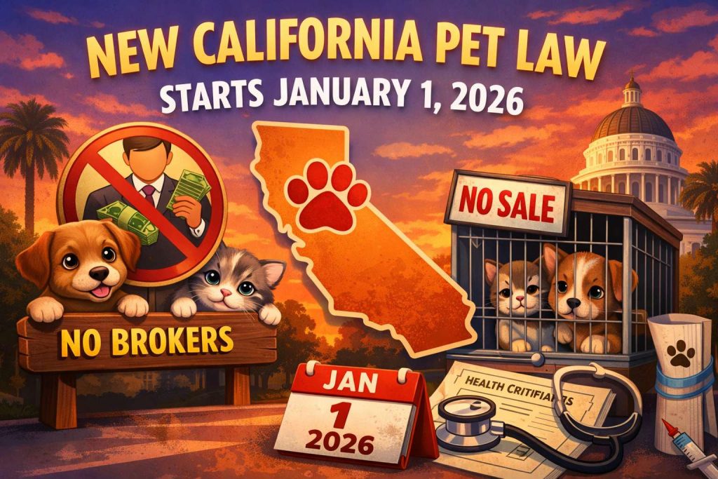 California’s Jan 1 Pet Broker Ban Starts in 2026. What Puppy and Kitten Shoppers Need to Know Tonight