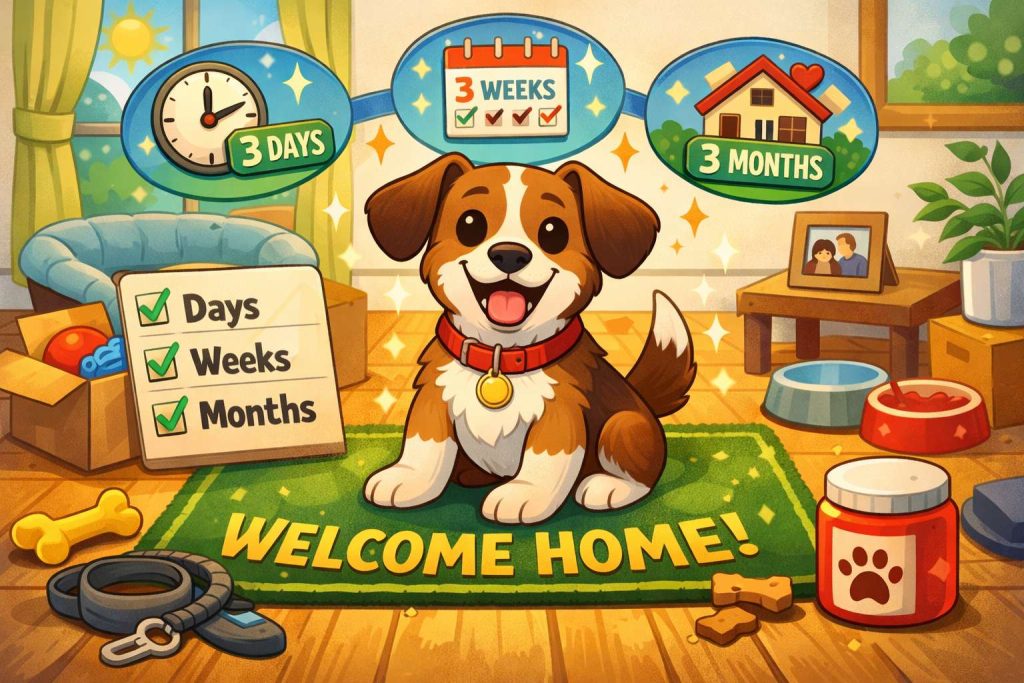 New Dog Adjustment Timeline. What to Expect in the First Days, Weeks, and Months