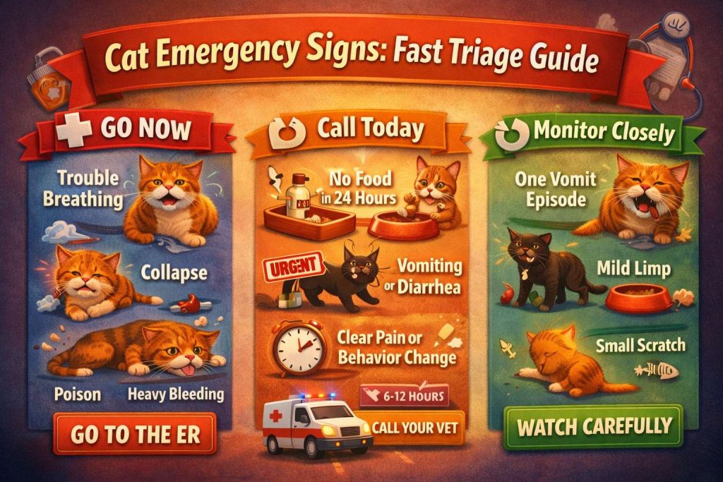 Cat emergency signs diagram