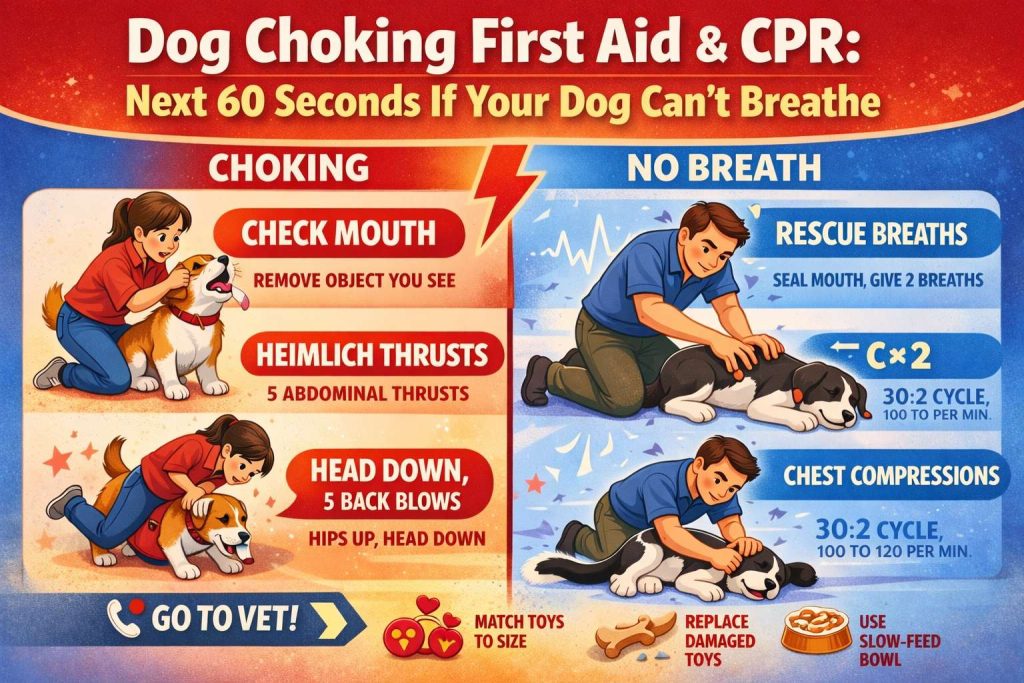 Dog CPR and choking guide diagram