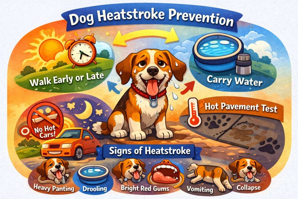Dog heatstroke prevention diagram