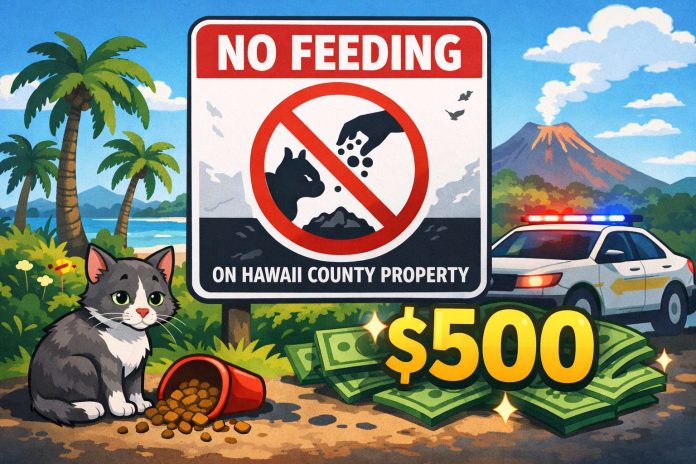 Hawaii cat feeding fine
