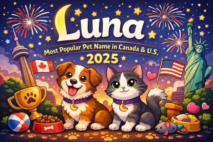 Luna most popular dog and cat name in Canada and U.S.
