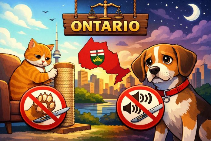 Ontario ban declawing cats and debarking dogs
