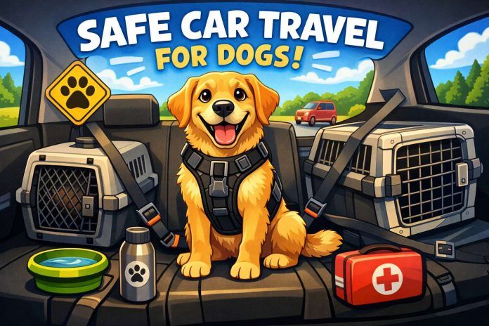 Safe car travel setup for dogs