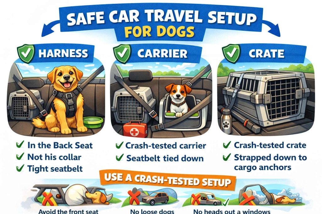 Safe car travel setup for dogs diagram
